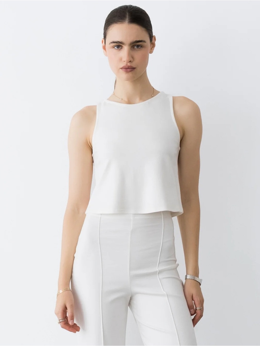 Ripley Rader OFF-WHITE PONTE KNIT TANK TOP